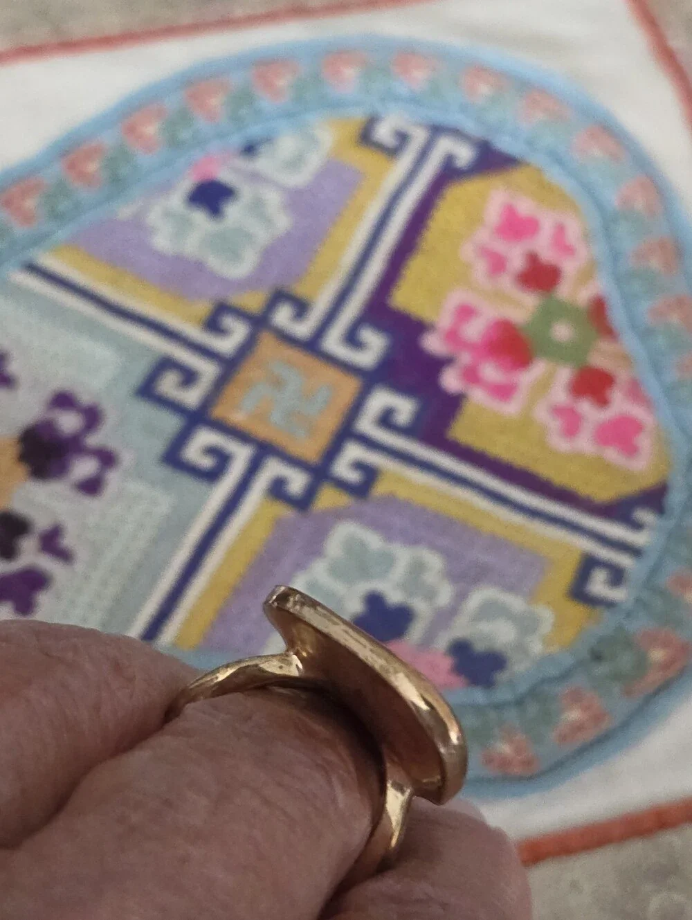 Bronze Gold Statement Ring Geometric Size 6.5